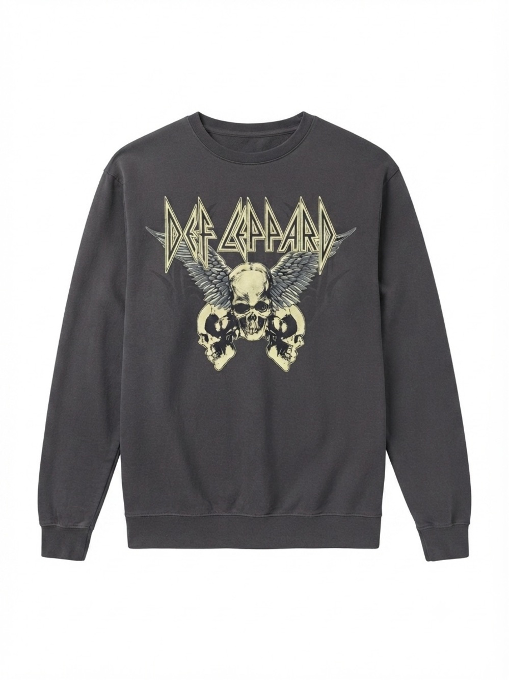 Def Leppard Gray Graphic Crewneck Long Sleeve